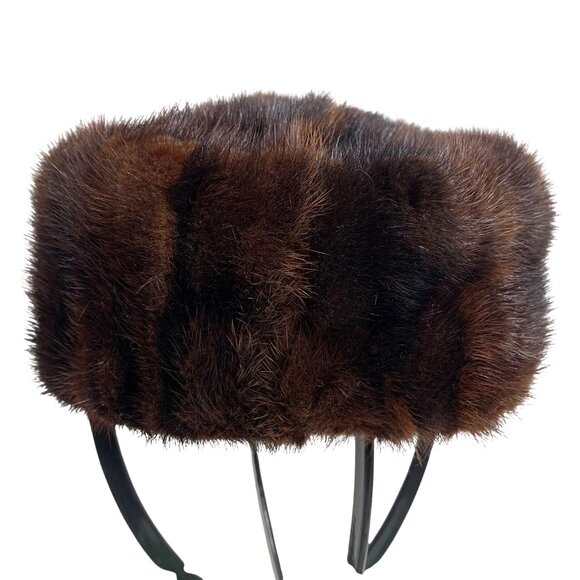 Vintage Mink Fur Pill Box Hat Union Made USA Designed By Lora Womens OSFM - Picture 2 of 8